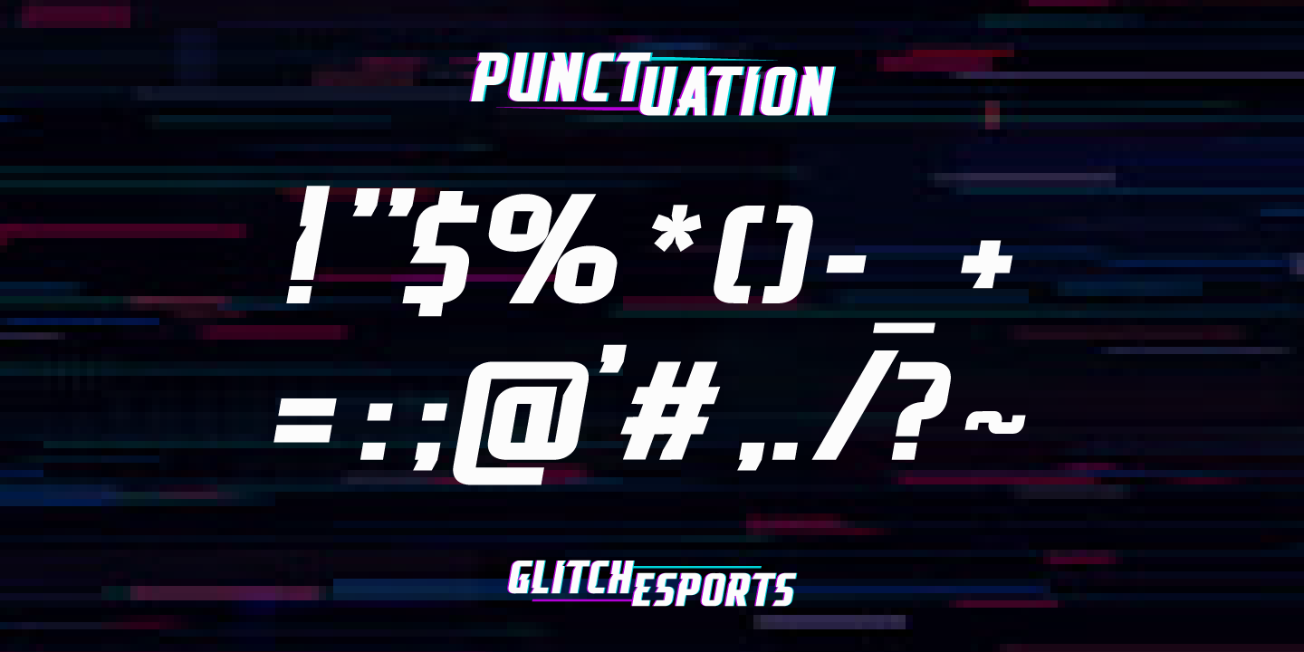 Пример шрифта Glitch Esports Italic